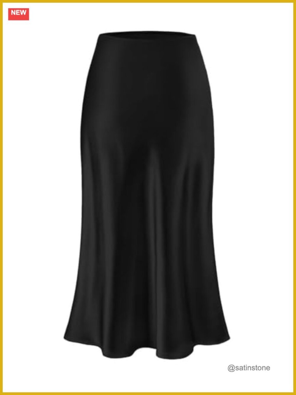 Silk Satin Midi Skirt High Waist A-Line